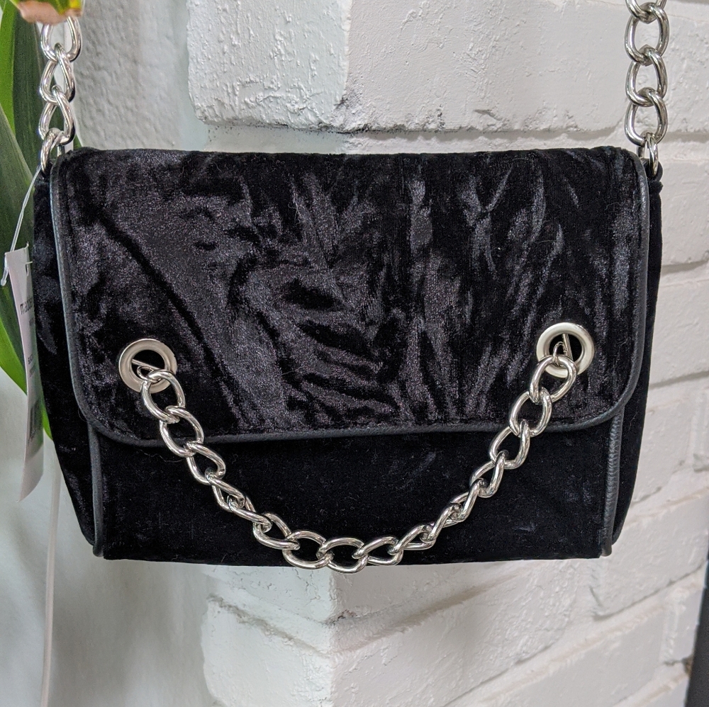 Madden Girl black velvet crossbody bag